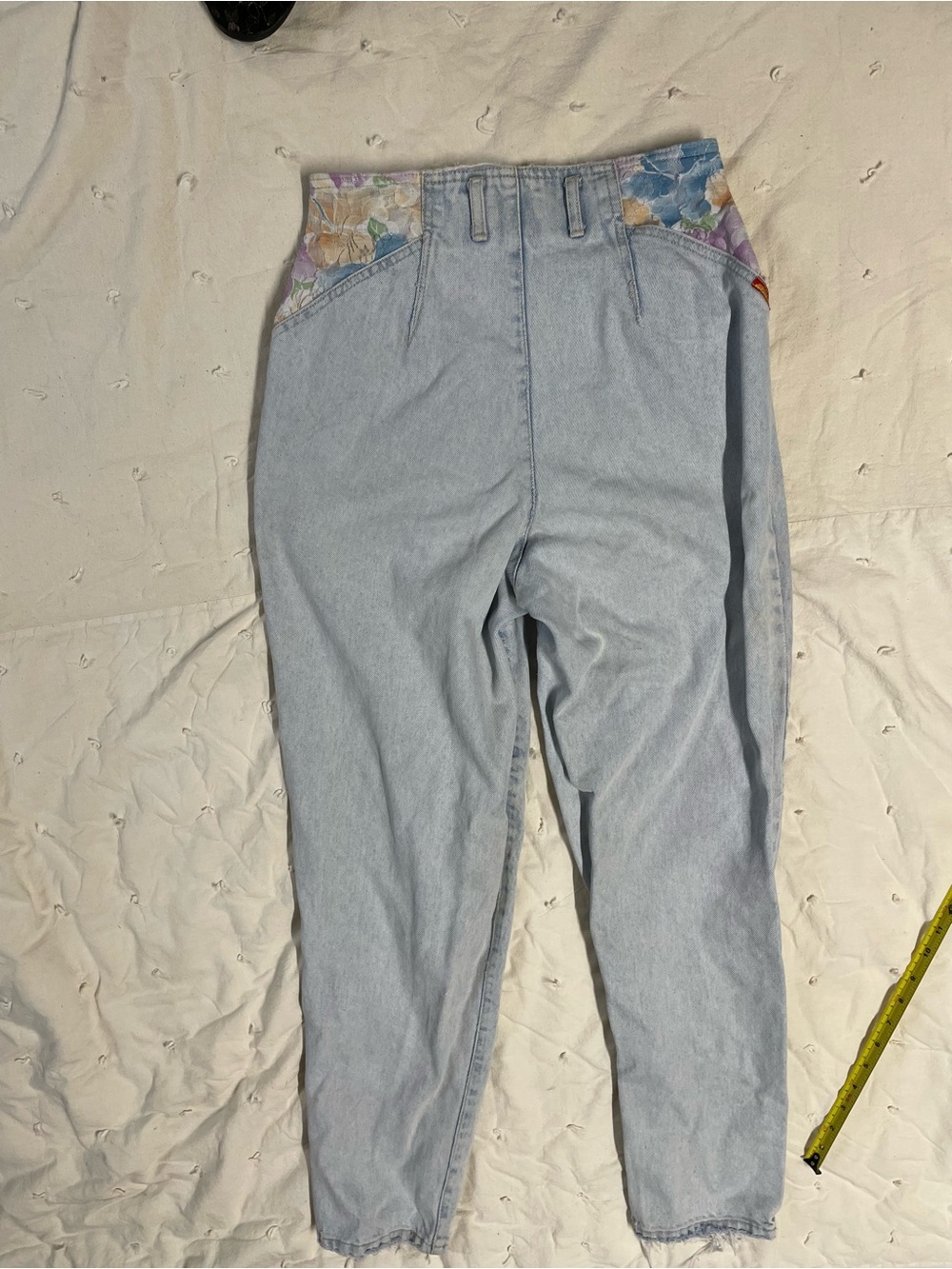 Jordache Light Wash Denim Jeans with Floral Pocket Trim